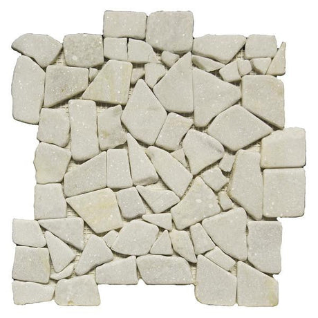 Snow White Pebble 12x12 Tumbled Marble Mosaic Tile