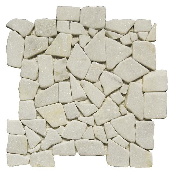 Snow White Pebble 12x12 Tumbled Marble Mosaic Tile