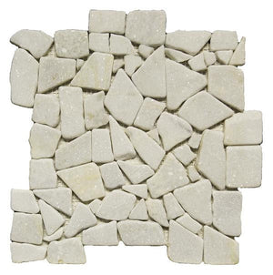 Snow White Pebble 12x12 Tumbled Marble Mosaic Tile