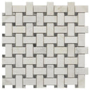Carrara Basketweave Grey Dot 12x12 Marble Mosaic Tile