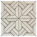 Wooden White Cross Honed Marble Mosaic Tile 12x12