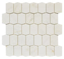 Calacatta Gold Elongated Hex Honed Marble Mosaic Tile 12x12 Sheet