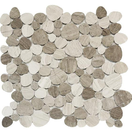 Marmol Wooden White and Grey Marble Mosaic Tile 12x12 Sheet