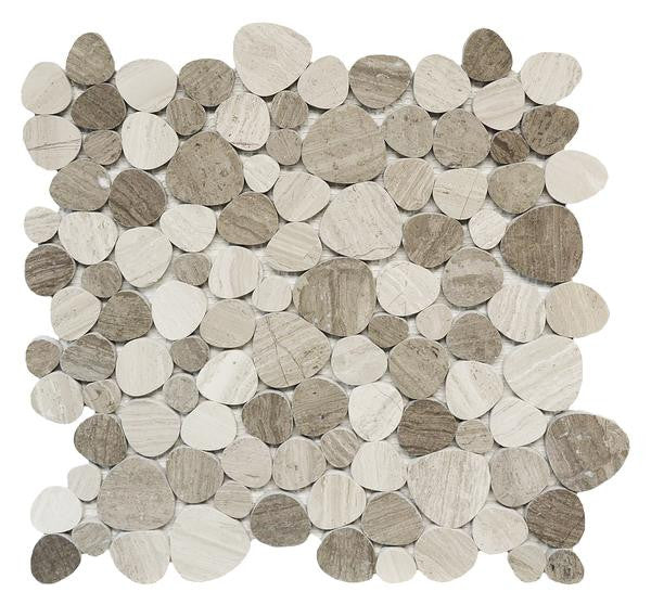 Marmol Wooden White and Grey Marble Mosaic Tile 12x12 Sheet