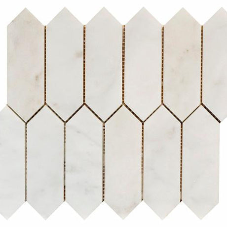 Imperial White Marble Picket Mosaic Tile 12x12