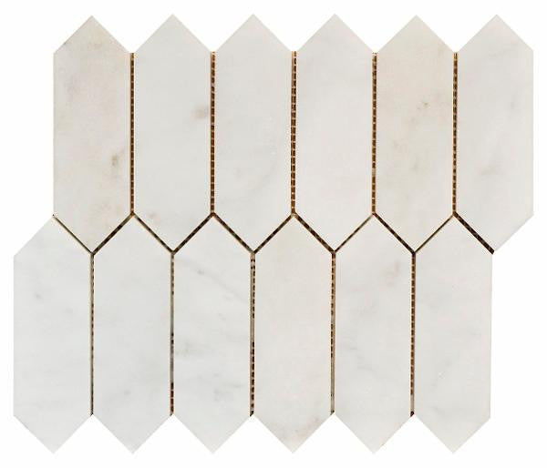 Imperial White Marble Picket Mosaic Tile 12x12 2
