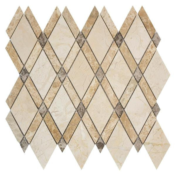 Larsen Rhomboid Diamond Marble Mosaic Tile 11x12 Sheet 1
