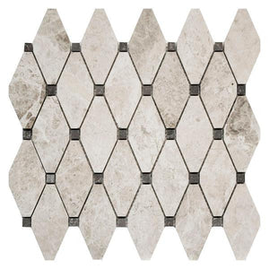 Clipped Diamond Silver Shadow Marble Mosaic 11x12 Sheet