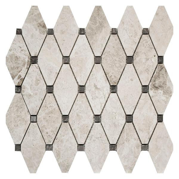 Clipped Diamond Silver Shadow Marble Mosaic 11x12 Sheet 1