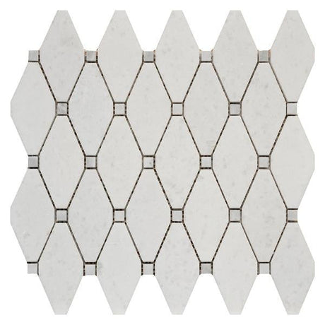 Clipped Diamond White Marble Mosaic 11x12 Sheet
