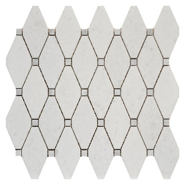 Clipped Diamond White Marble Mosaic 11x12 Sheet