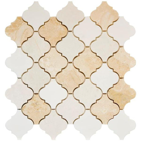 Lantern Arabesque Dolomite and Royal Marble Mosaic 12x12