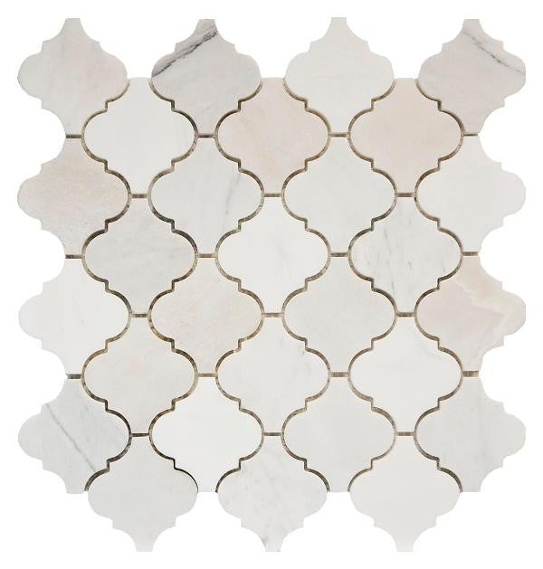 Lantern Arabesque Dolomite and Ice Marble Mosaic 12x12 1