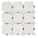Clover Bianco with Brass Marble Mosaic 12x12 Sheet