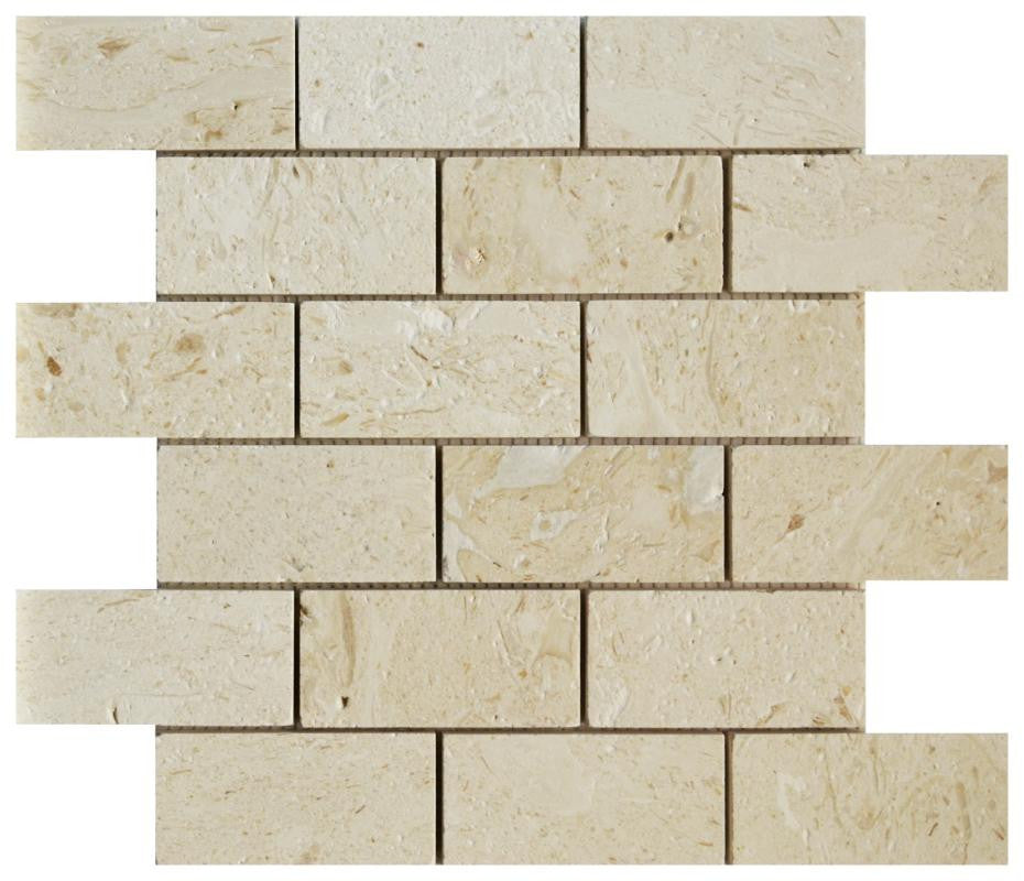 Seashell Limestone 2x4 Brick Mosaic Tile 12x12 Sheet