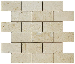 Seashell Limestone 2x4 Brick Mosaic Tile 12x12 Sheet