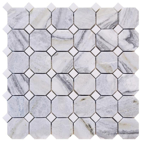 Blue Valley 2" Octagon Marble Mosaic Tile 12x12 Sheet