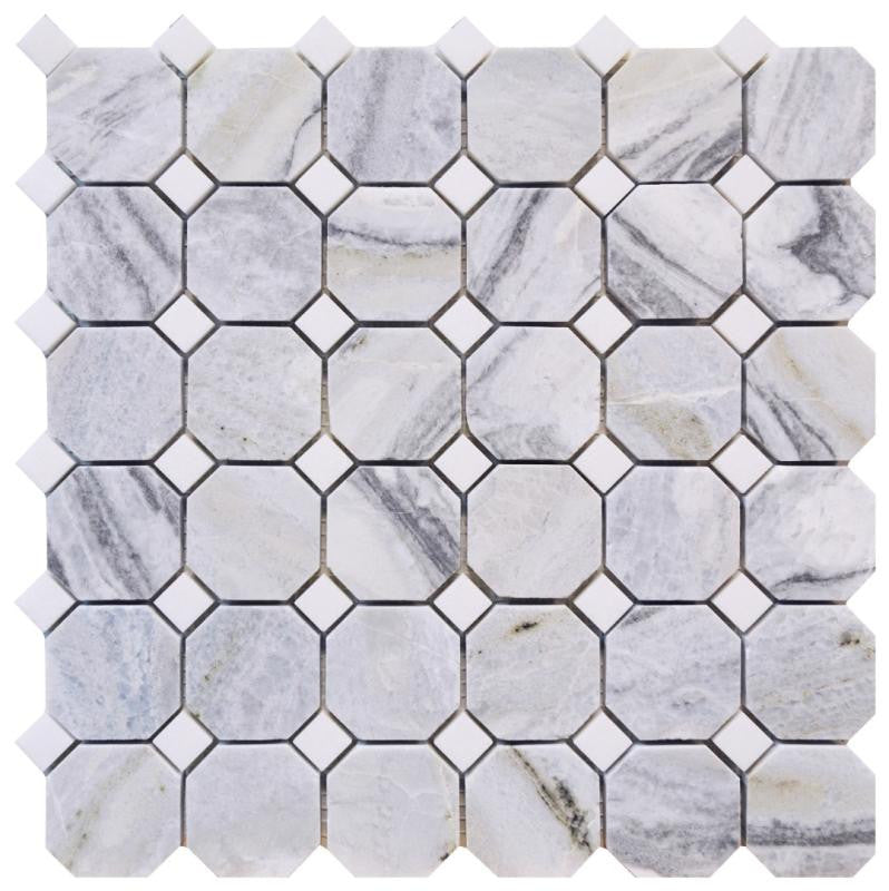 Blue Valley 2" Octagon Marble Mosaic Tile 12x12 Sheet