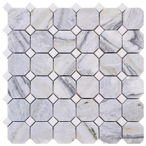 Blue Valley 2" Octagon Marble Mosaic Tile 12x12 Sheet