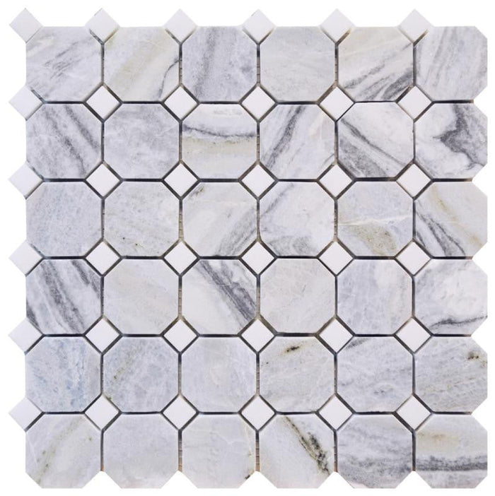 Blue Valley 2" Octagon Marble Mosaic Tile 12x12 Sheet 1