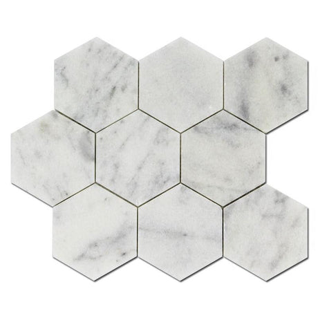 Milas White 4" Honeycomb Marble Mosaic Tile 12x12 Sheet