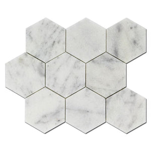 Milas White 4" Honeycomb Marble Mosaic Tile 12x12 Sheet