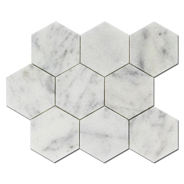 Milas White 4" Honeycomb Marble Mosaic Tile 12x12 Sheet
