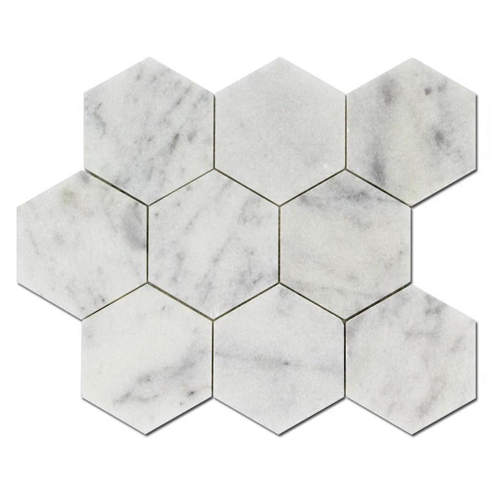 Milas White 4" Honeycomb Marble Mosaic Tile 12x12 Sheet 1