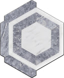 Grey and White Marble Hexagon Honed Tile 12x10