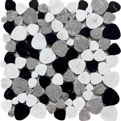 Marmol Dark Pebble Marble Mosaic Tile 12x12 Sheet