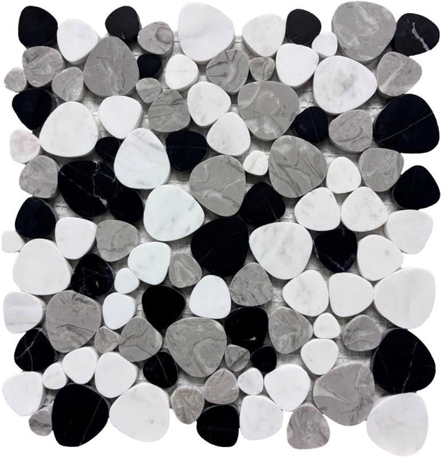 Marmol Dark Pebble Marble Mosaic Tile 12x12 Sheet