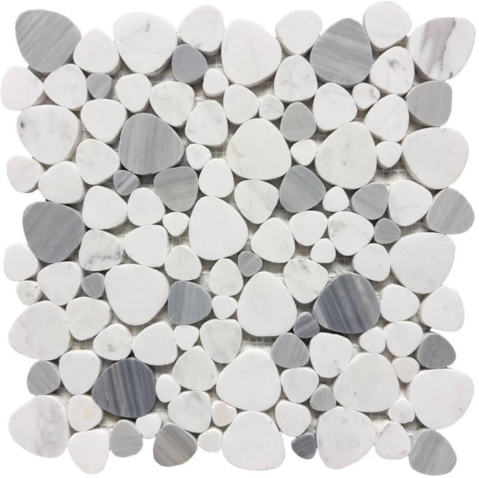 Marmol Huron Grey Marble Mosaic Tile 12x12 Sheet 1