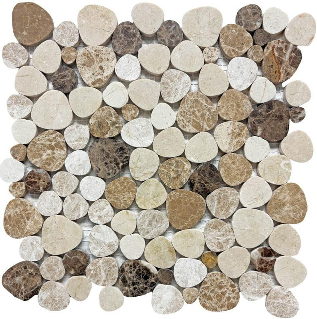 Marmol Huron Emperador Mix Marble Mosaic Tile 12x12 Sheet
