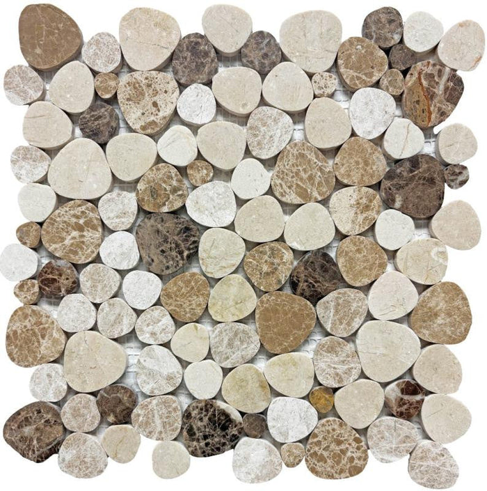 Marmol Huron Emperador Mix Marble Mosaic Tile 12x12 Sheet 1