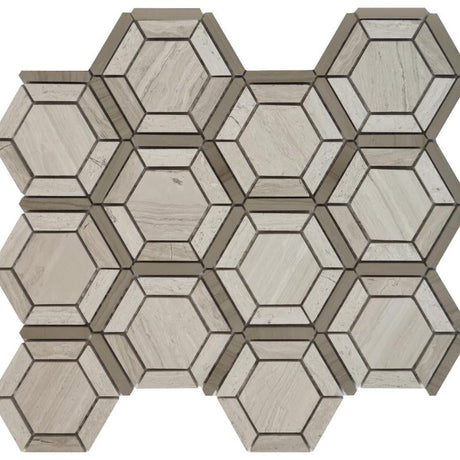 Wooden White Honeycomb Marble Mosaic Tile 12x12