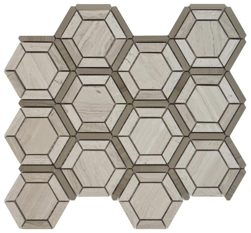 Wooden White Honeycomb Marble Mosaic Tile 12x12