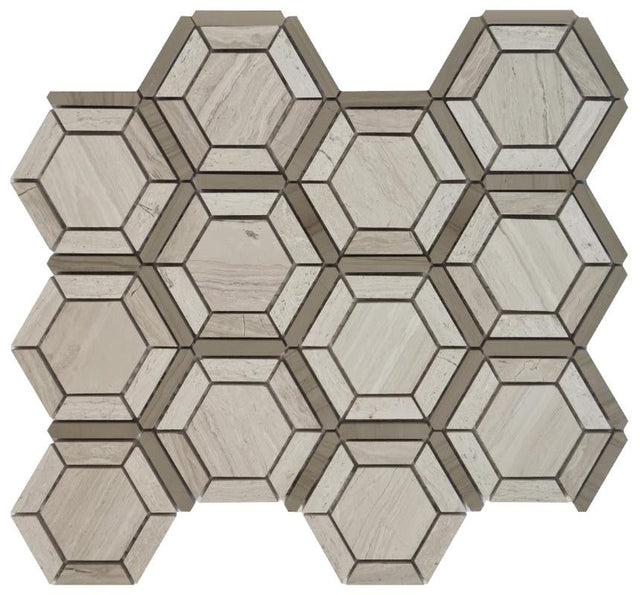 Wooden White Honeycomb Marble Mosaic Tile 12x12