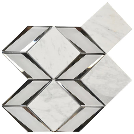 Carrara Diamond 12x12 Glass and Marble Mosaic Tile