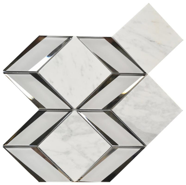 Carrara Diamond 12x12 Glass and Marble Mosaic Tile