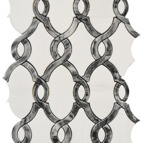 White and Grey Oval Marble Braid Mosaic Tile 12x12 Sheet