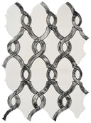 White and Grey Oval Marble Braid Mosaic Tile 12x12 Sheet