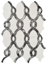White and Grey Oval Marble Braid Mosaic Tile 12x12 Sheet