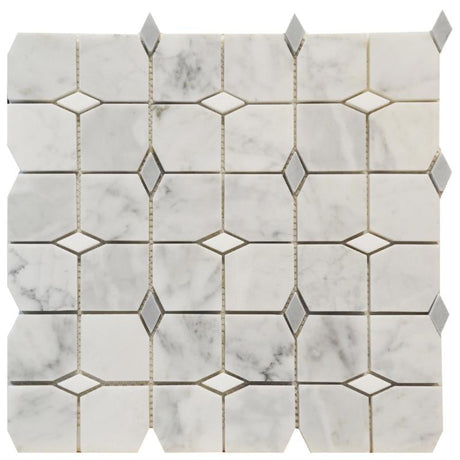 Carrara Square Diamond 12x12 Marble Mosaic Tile