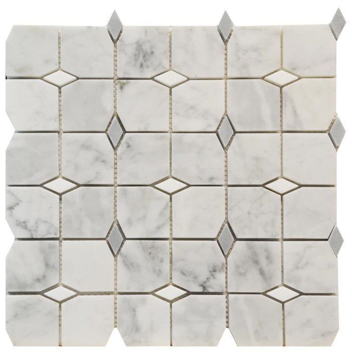 Carrara Square Diamond 12x12 Marble Mosaic Tile 1