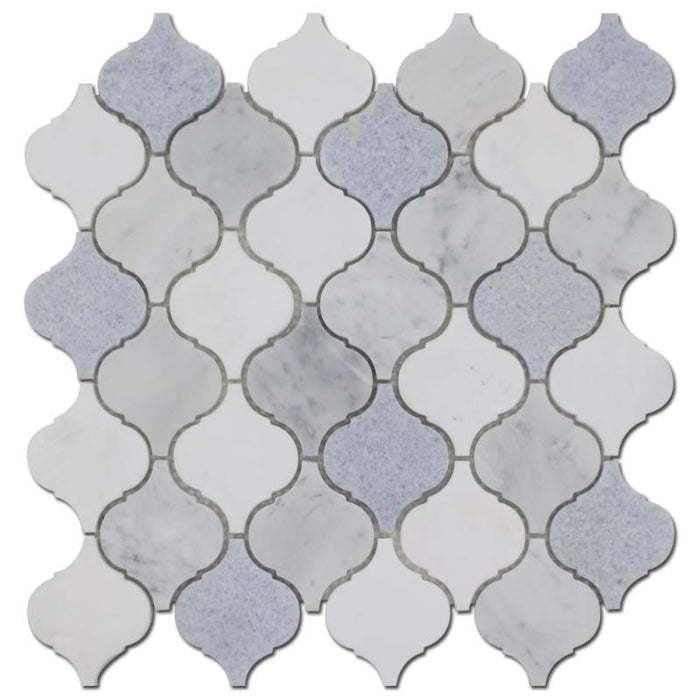 Arabesque Carrara Blue Celeste Marble Mosaic Tile 4