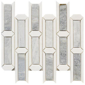 Blue Valley Framed Strips Stone Mosaic Tile 12x12 Sheet