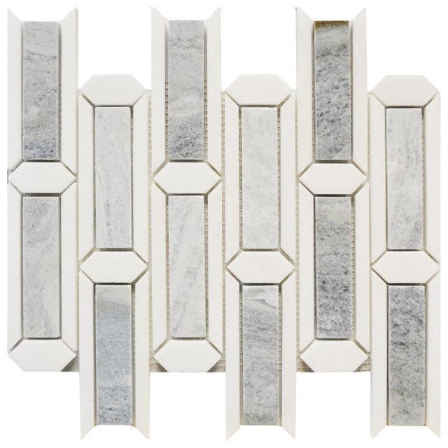 Blue Valley Framed Strips Stone Mosaic Tile 12x12 Sheet