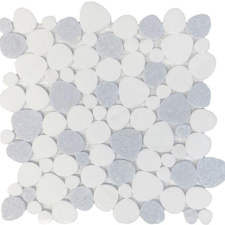 Thassos White and Blue Celeste Marble Mosaic Tile 12x12 Sheet