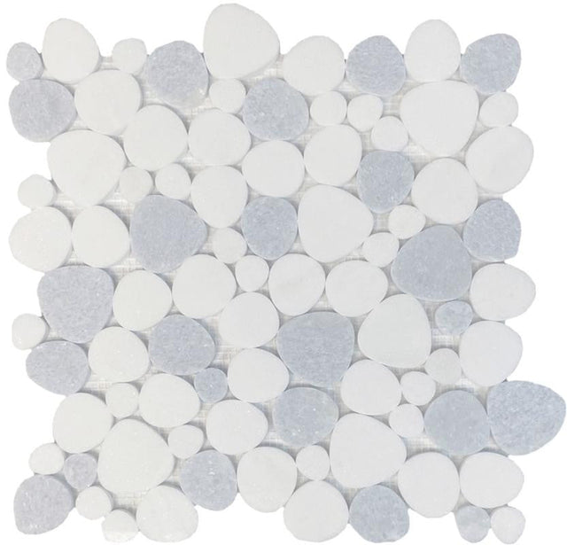 Thassos White and Blue Celeste Marble Mosaic Tile 12x12 Sheet