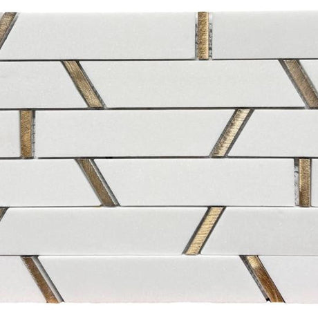 Golden Thassos Linear Marble Mosaic Tile 12x12 Sheet